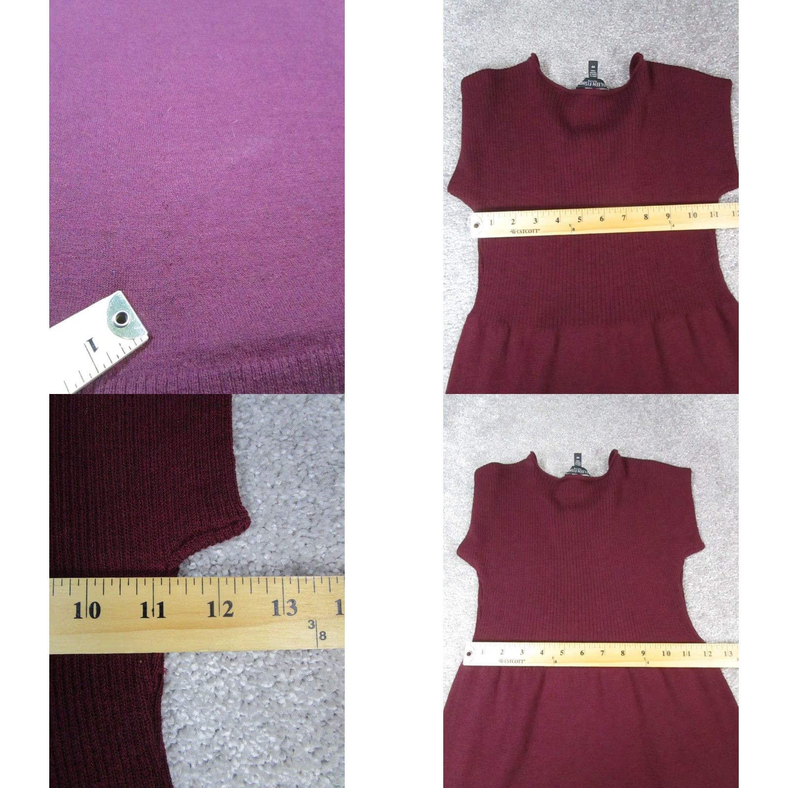 Eileen Fisher VINTAGE Eileen Fisher Sweater Dress Womens PP Burgundy Wool Knit Blouson Short Sleeve Pullover Knit Dress Petite Women Blouson, Sweater Dress Size XXS / US 00 / IT 34 - 8 Thumbnail
