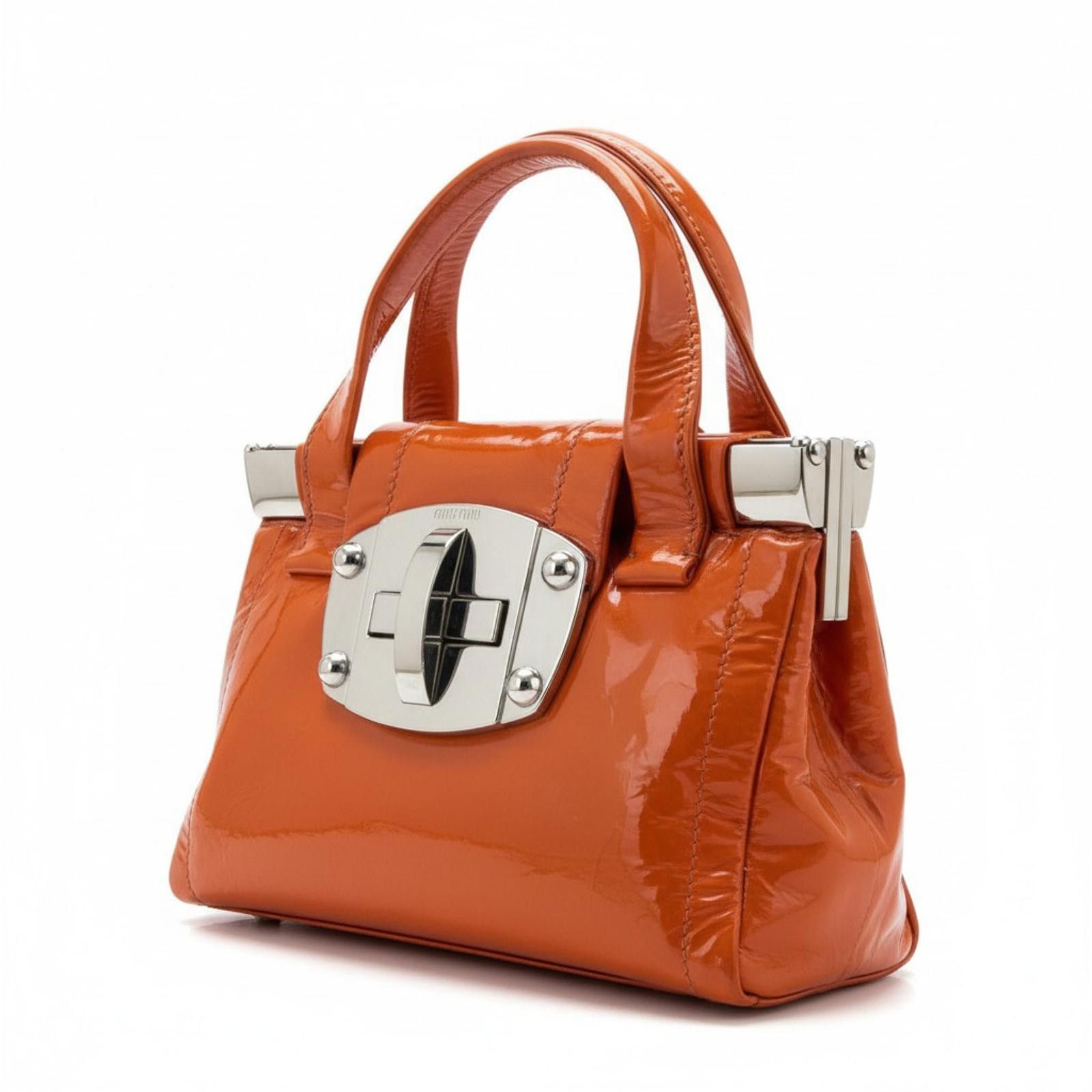 Miu Miu Miu Miu - Patent Leather Satchel Bag in Orange Size ONE SIZE - 1 Thumbnail