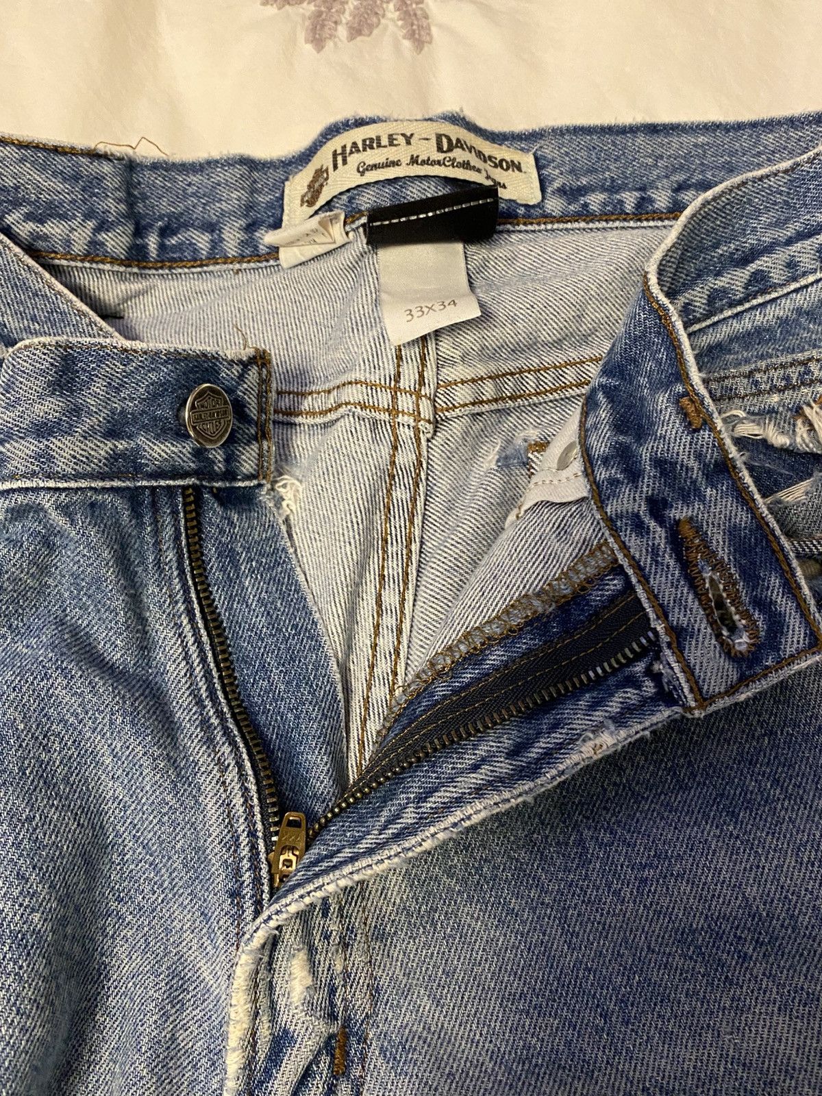 Harley Davidson × Vintage Vintage Harley Davidson Straight Leg Distressed Denim Size US 33 - 14 Thumbnail