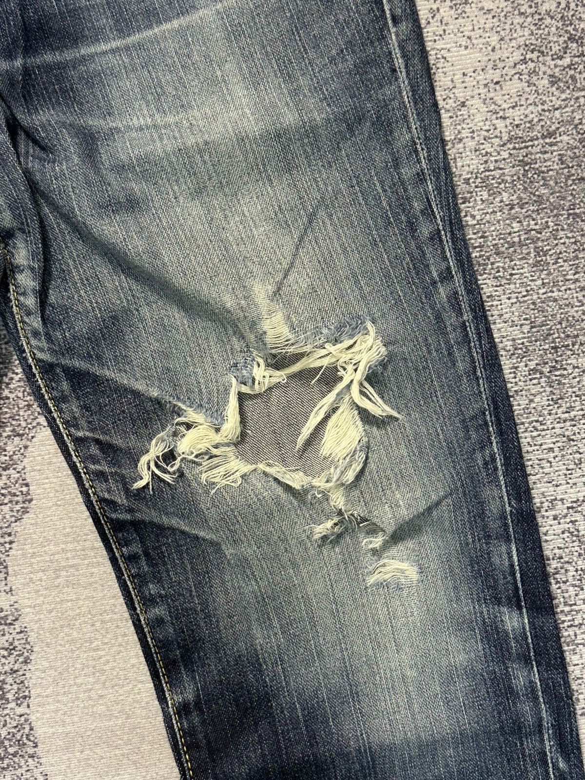 Kapital Edwin 503 Skinny Slim Blue Trip Distressed Denim Size US 30 / EU 46 - 5 Thumbnail