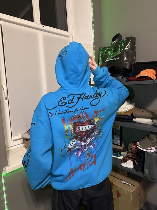 Ed hardy zip up 2024 hoodie