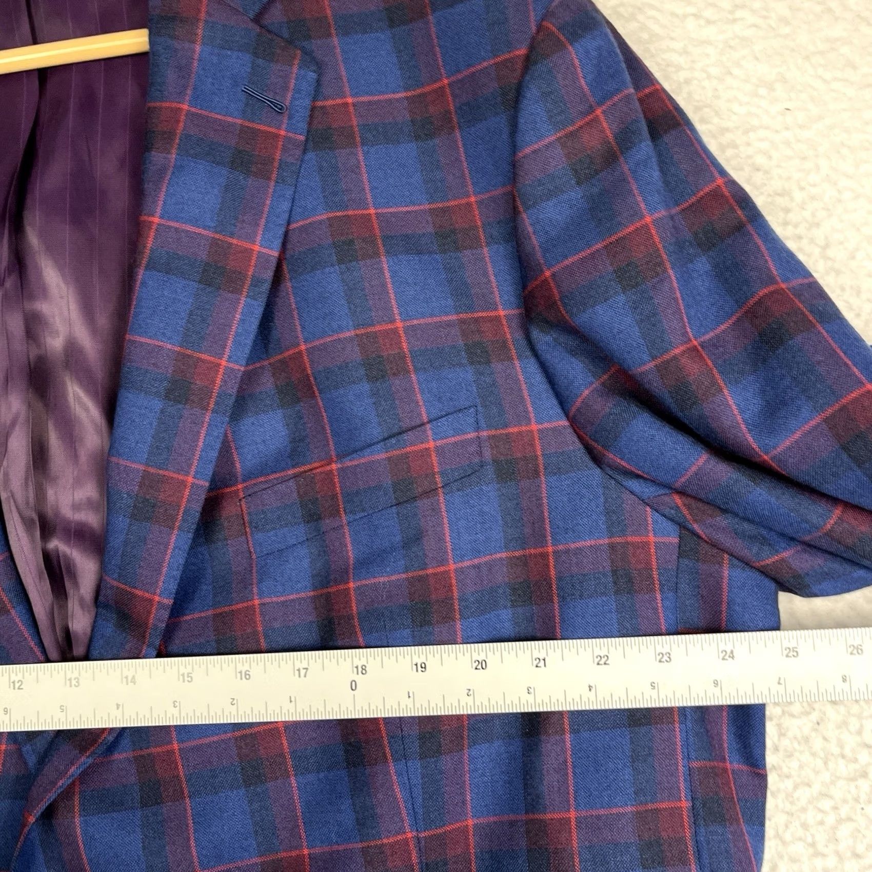 Vintage Holland & Sherry Wool Blazer - Blue Plaid - Regular Fit - 50in Chest - Custom Fit Size 50R - 6 Thumbnail