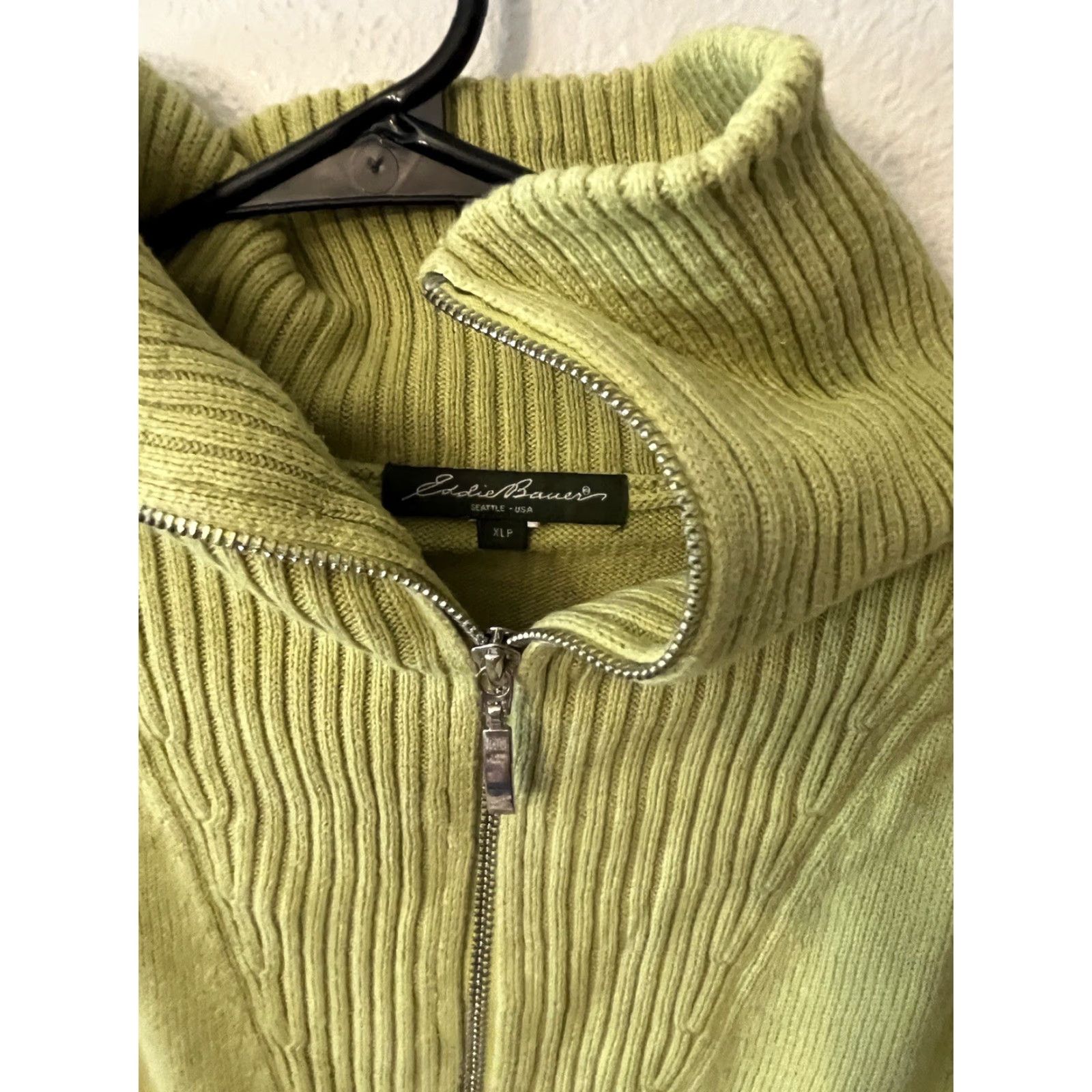 Eddie Bauer Eddie Bauer VINTAGE Lime Green Cable-Knit Half Zip Sweater Women Petite Size PXL Casual Pullover Size XL / US 12-14 / IT 48-50 - 3 Thumbnail