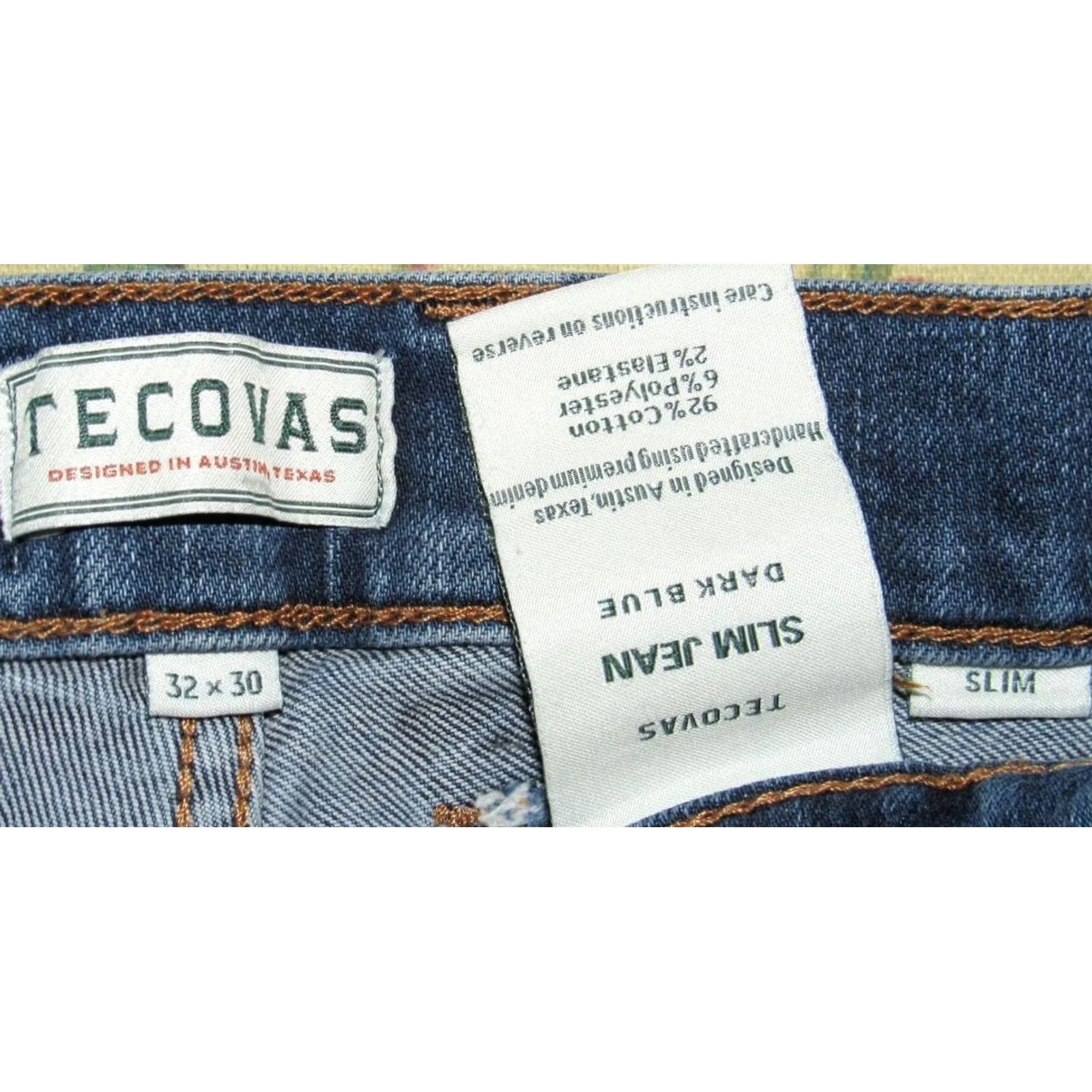 Tecovas TECOVAS Dark Blue Jeans 32 x 30 Denim Slim Fit Denim Jeans Men 32 Inseam 30 Straight Blue 90s (if applicable) Mens Size US 32 / EU 48 - 5 Thumbnail