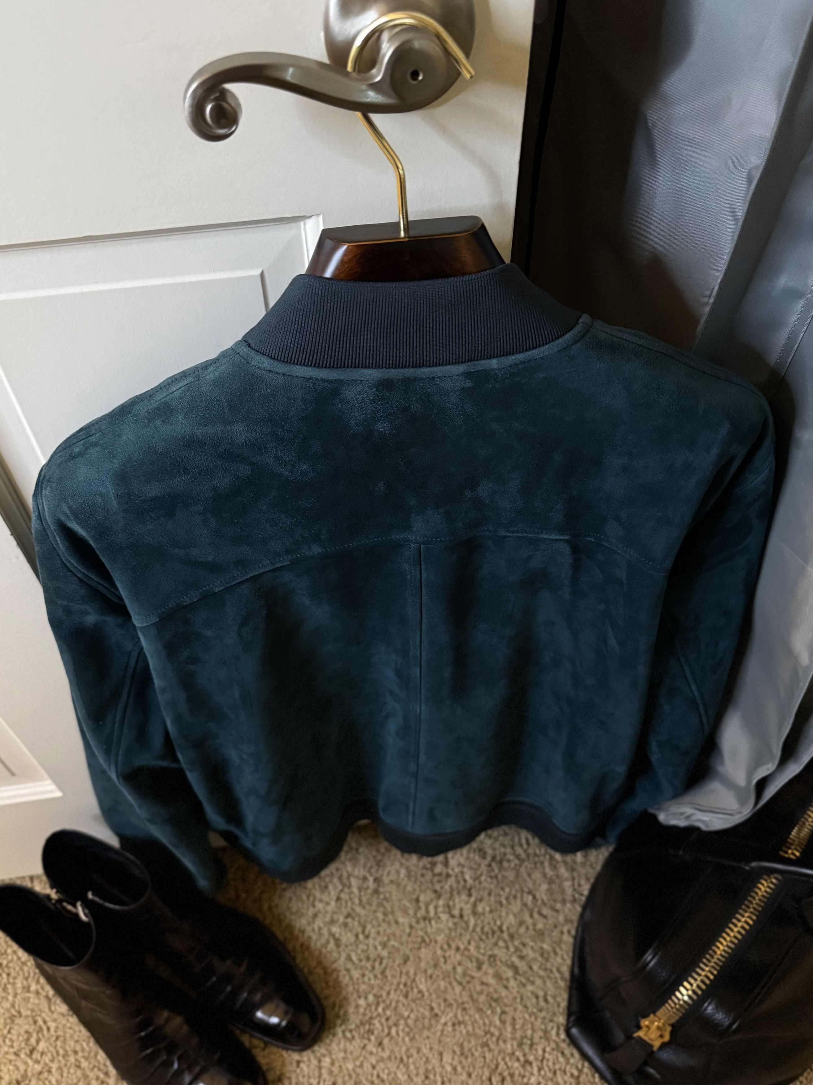 Tom Ford Coveted Rare $7,600 w/tax Cerulean Suede Bomber Jacket Size US XL / EU 56 / 4 - 13 Thumbnail