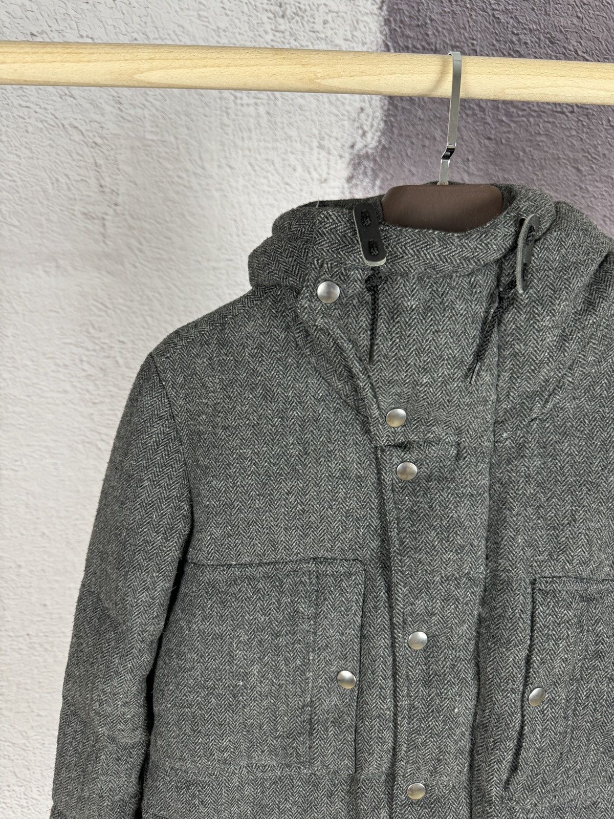 Japanese Brand Stooge & Co grey wool herringbone down puffer jacket Size US M / EU 48-50 / 2 - 3 Thumbnail