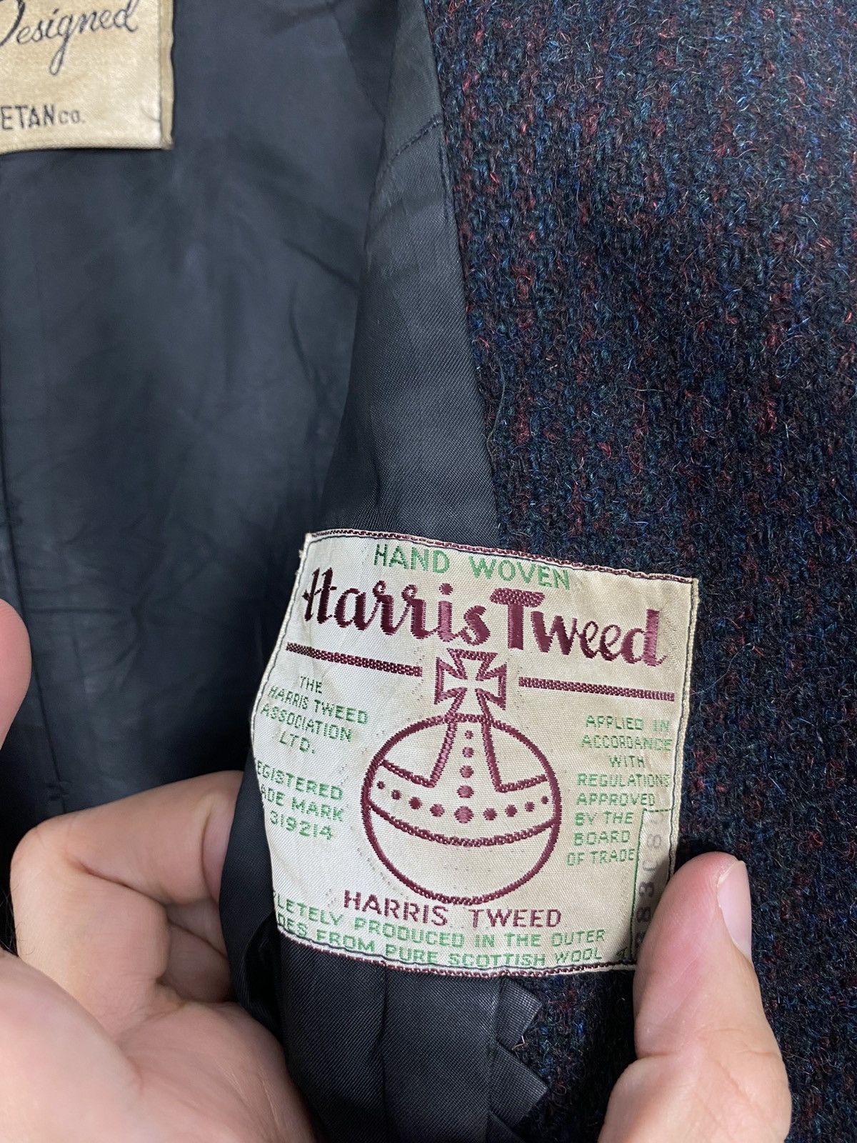 Japanese Brand Rare‼️Vintage I Setan X Harris Tweed Hand Woven Wool Coat Size M / US 6-8 / IT 42-44 - 5 Thumbnail