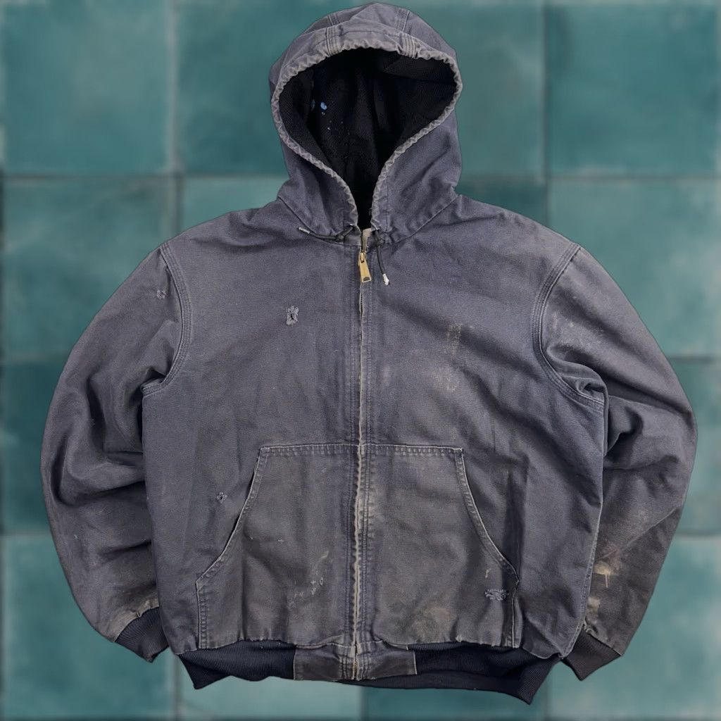 Carhartt VINTAGE Carhartt Jacket Bomber Jacket Mens L Purple Hooded 90s J208 MDT Thrashed Size US L / EU 52-54 / 3 - 1 Thumbnail