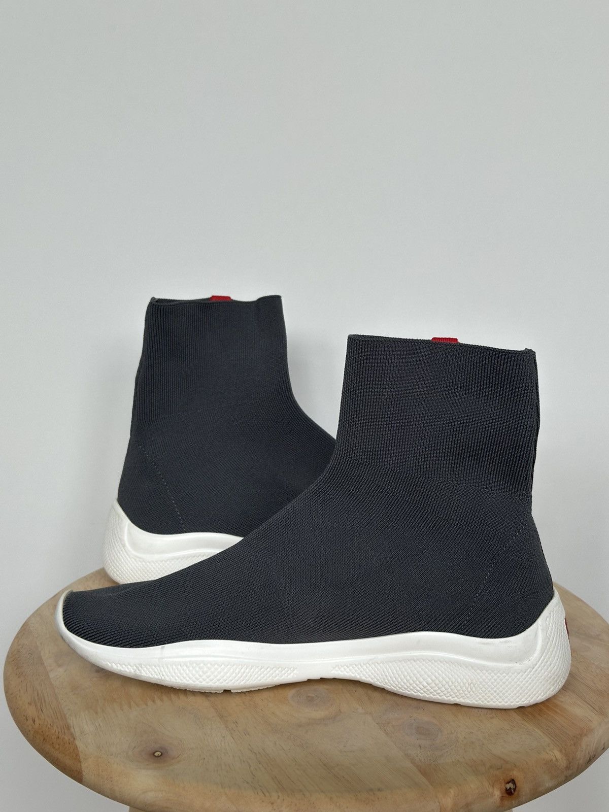 Designer × Prada Prada sock sneakers grey logo spellout Size US 5 / IT 35 - 6 Thumbnail