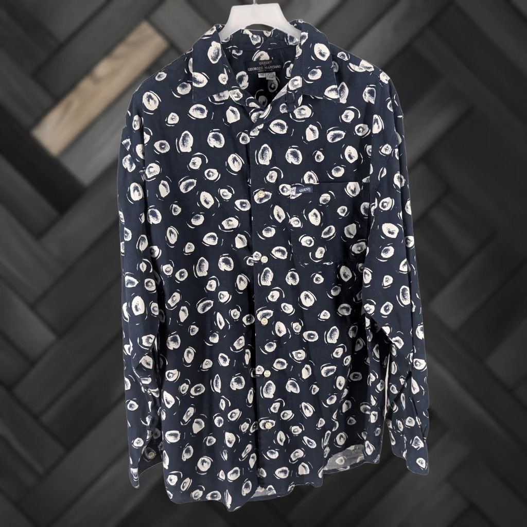 Guess VINTAGE Guess Georges Marciano Abstract Dot Bubble Shirt Navy White M Men Button-Up 90s USA Indonesia? (Note: This line is invalid due to added info) Size US M / EU 48-50 / 2 - 1 Thumbnail