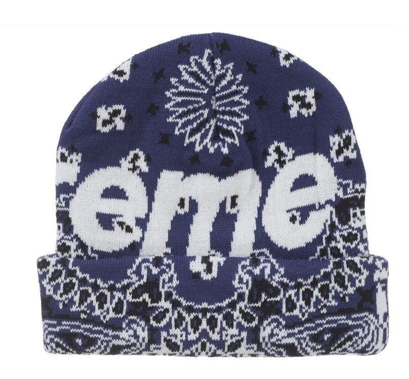Supreme Supreme Bandana Big Logo Beanie (Blue) Size ONE SIZE - 5 Thumbnail