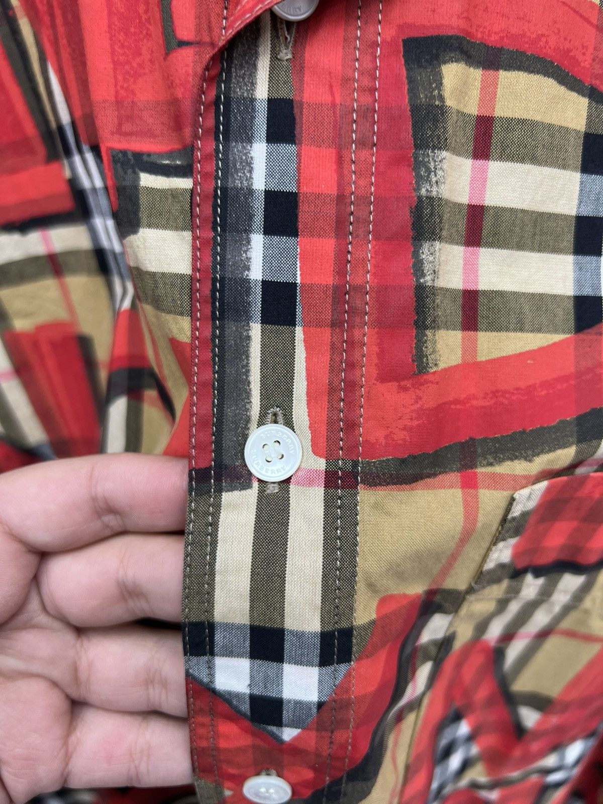 Burberry Burberry Red Check Graffiti Button Up Size US L / EU 52-54 / 3 - 6 Thumbnail