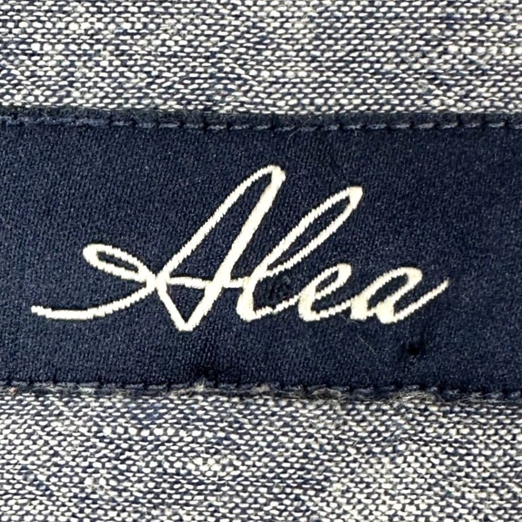 Vintage Alea Mens Shirt Dress Blue Linen Blend Band Collar Button Up Long Sleeve Size 48R - 4 Thumbnail
