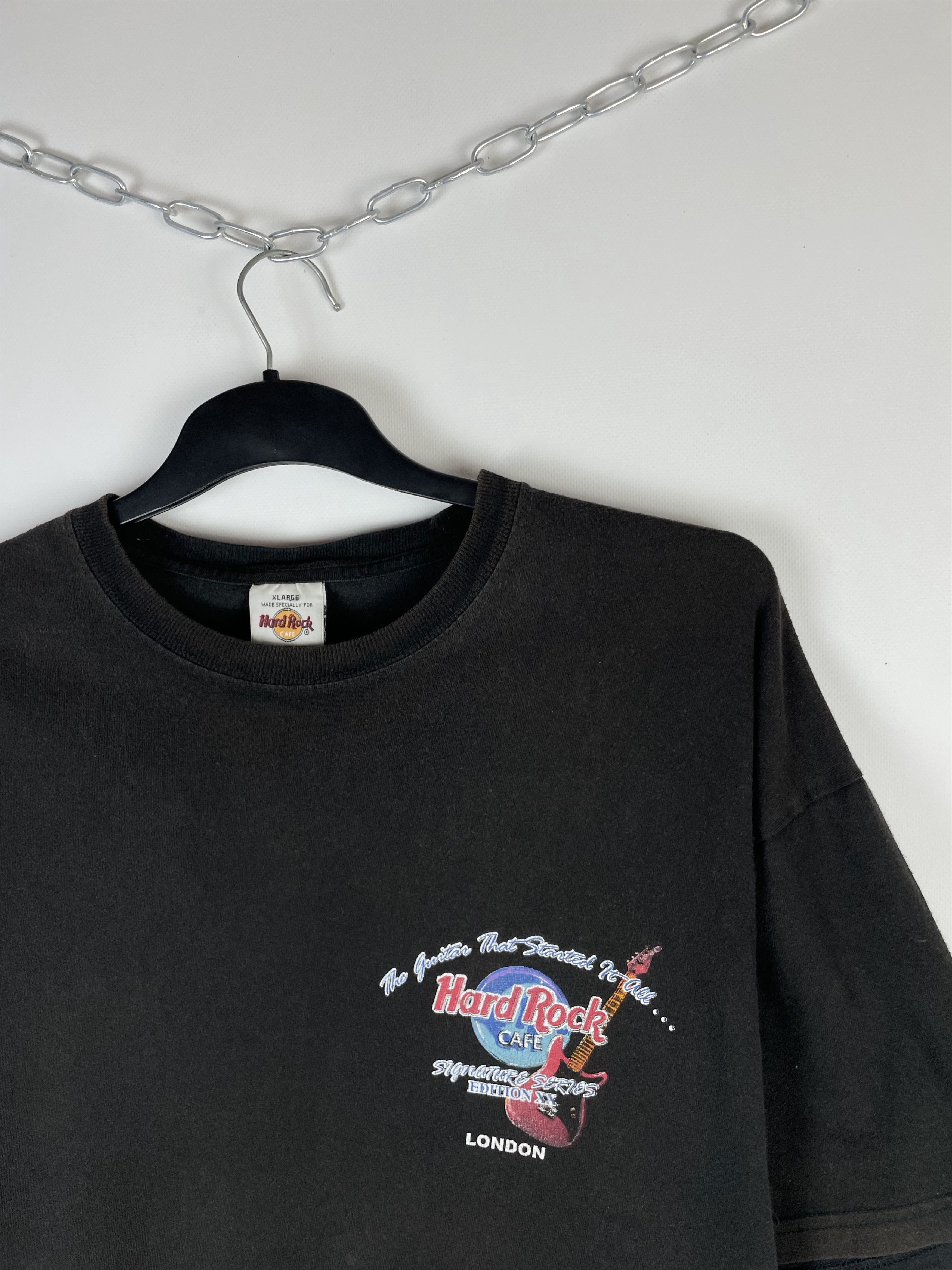 Hard Rock Cafe Crazy Vintage 90s Hard Rock Cafe London Faded Black Tee Size US XL / EU 56 / 4 - 3 Thumbnail