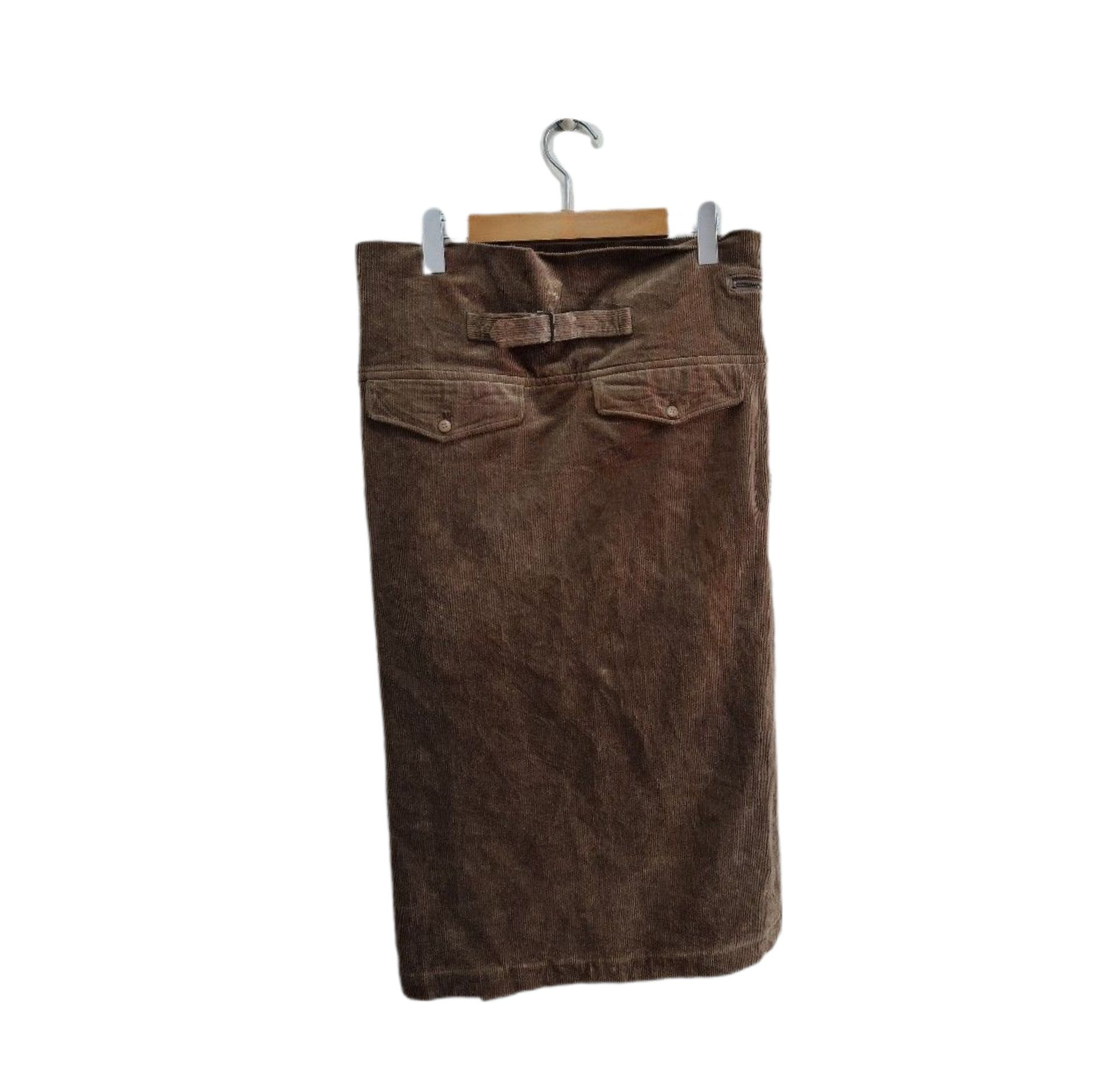 Issey Miyake Vintage Corduroy Zip Wrap Skirt Size 34" / US 12 / IT 48 - 2 Thumbnail