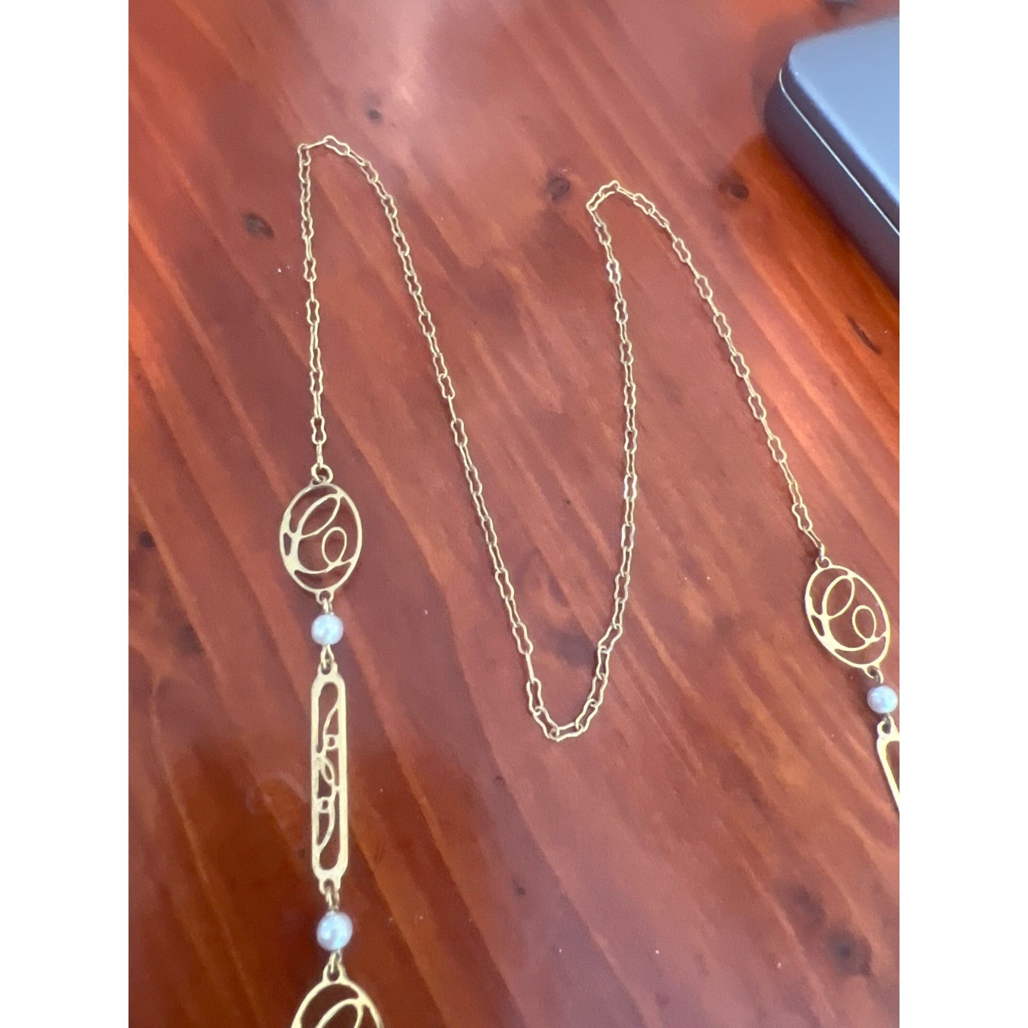 Other Vintage Gold Tone Avon Necklace Script Initial C Faux Pearl Size ONE SIZE - 4 Thumbnail