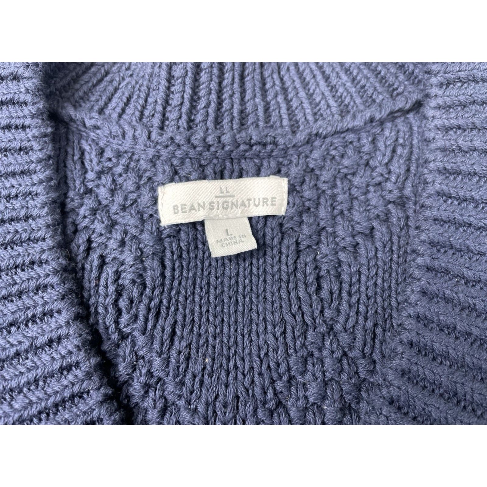 Vintage LL Bean Signature Womens Fisherman Sweater Large V Neck Navy Blue Preppy Size L / US 10 / IT 46 - 3 Thumbnail