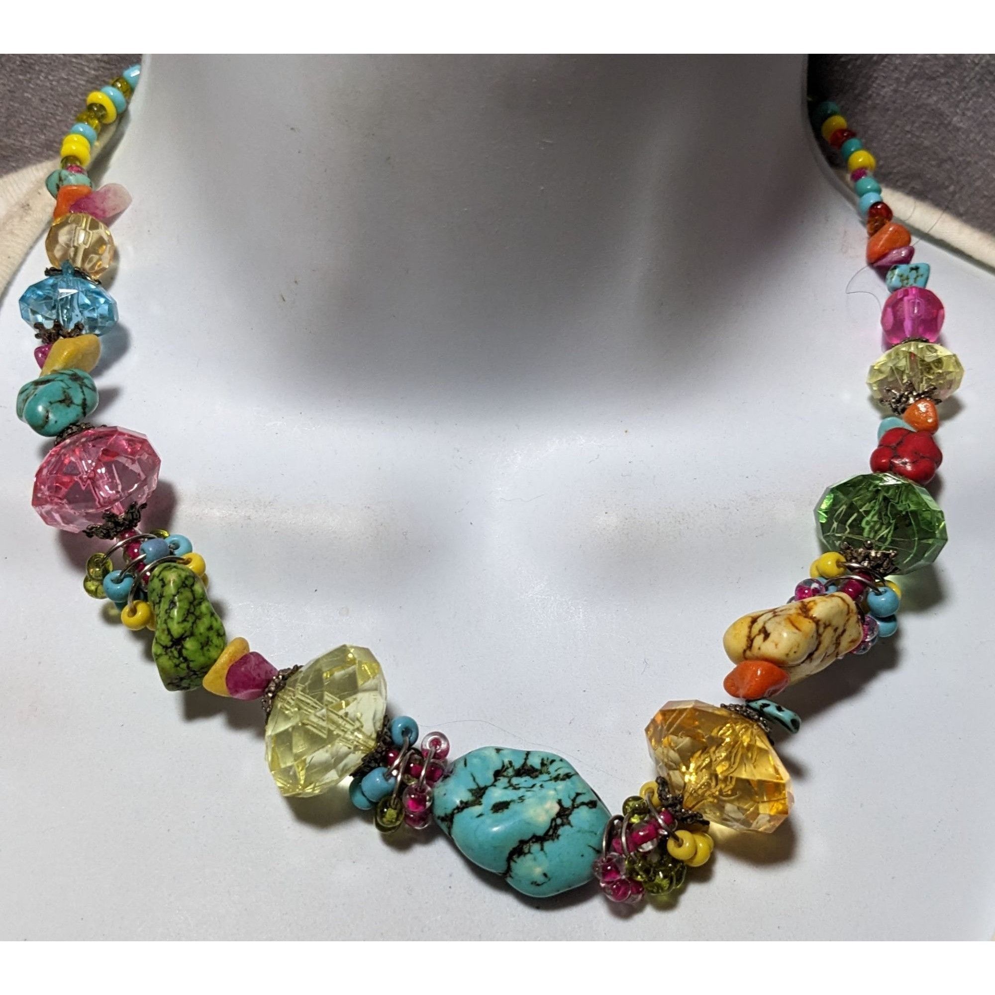 Other Vintage Candycore Rainbow Glass Stone Beaded Necklace Size ONE SIZE - 5 Thumbnail