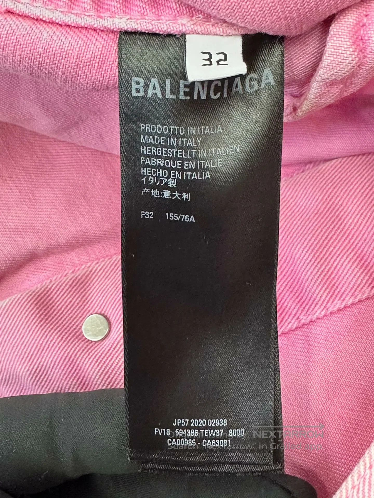 Balenciaga Balenciaga Pink Letter Logo Denim Collar Jacket| Size 4XL / US 24-26 - 4 Thumbnail