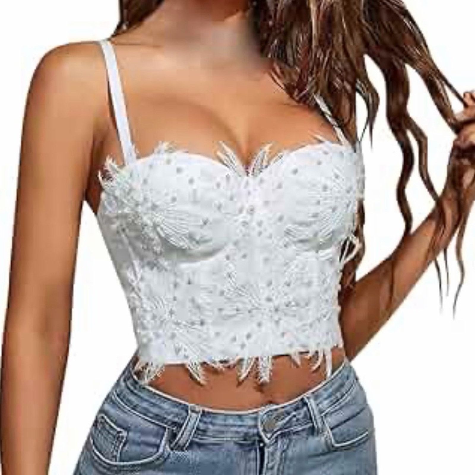 Other New Y2K Elegant White Pearl-Embellished Women's Corset S Size S / US 4 / IT 40 - 3 Thumbnail