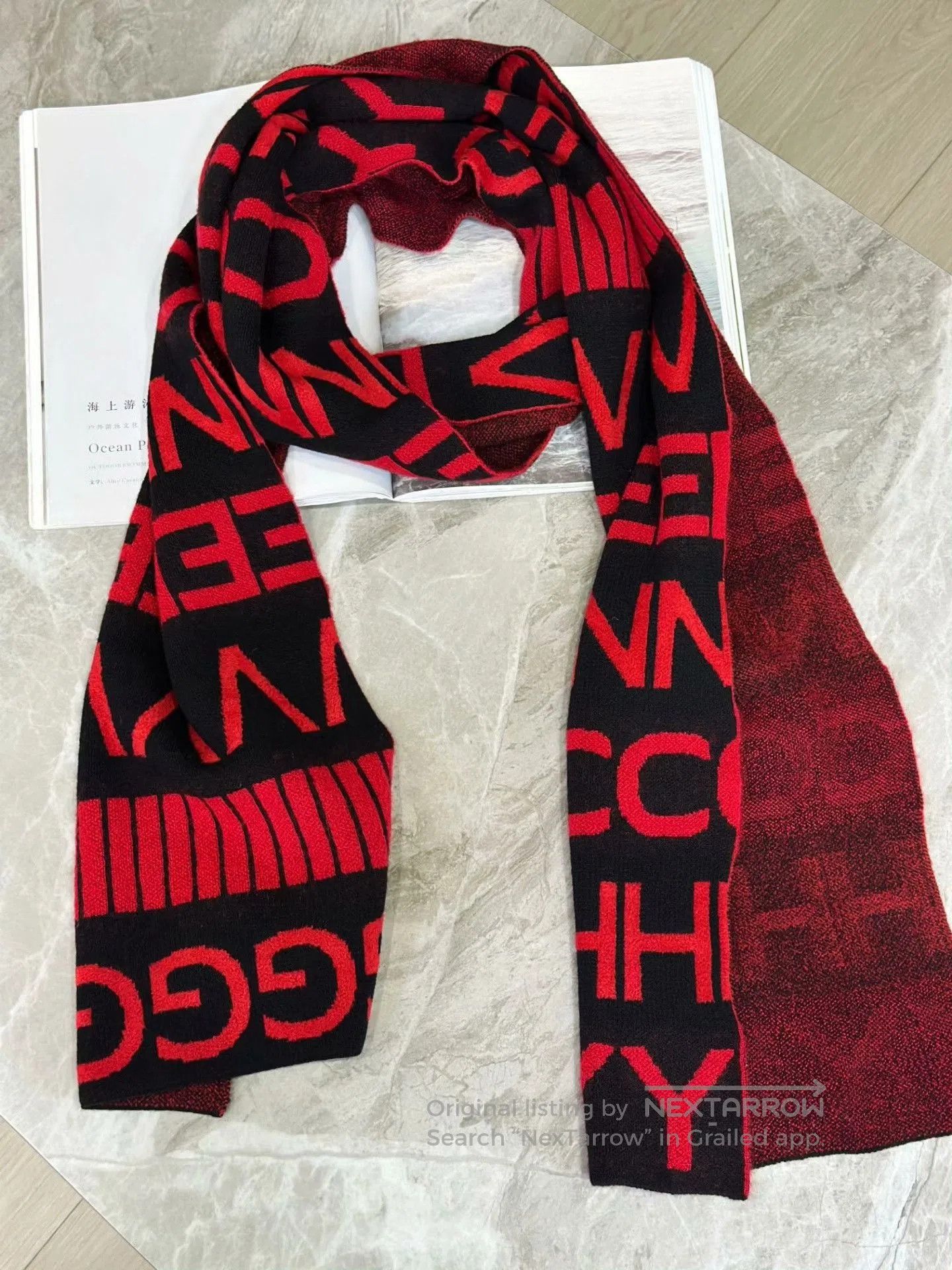 Givenchy GIVENCHY Black Red Casual Printed Scarf. Size ONE SIZE - 3 Thumbnail