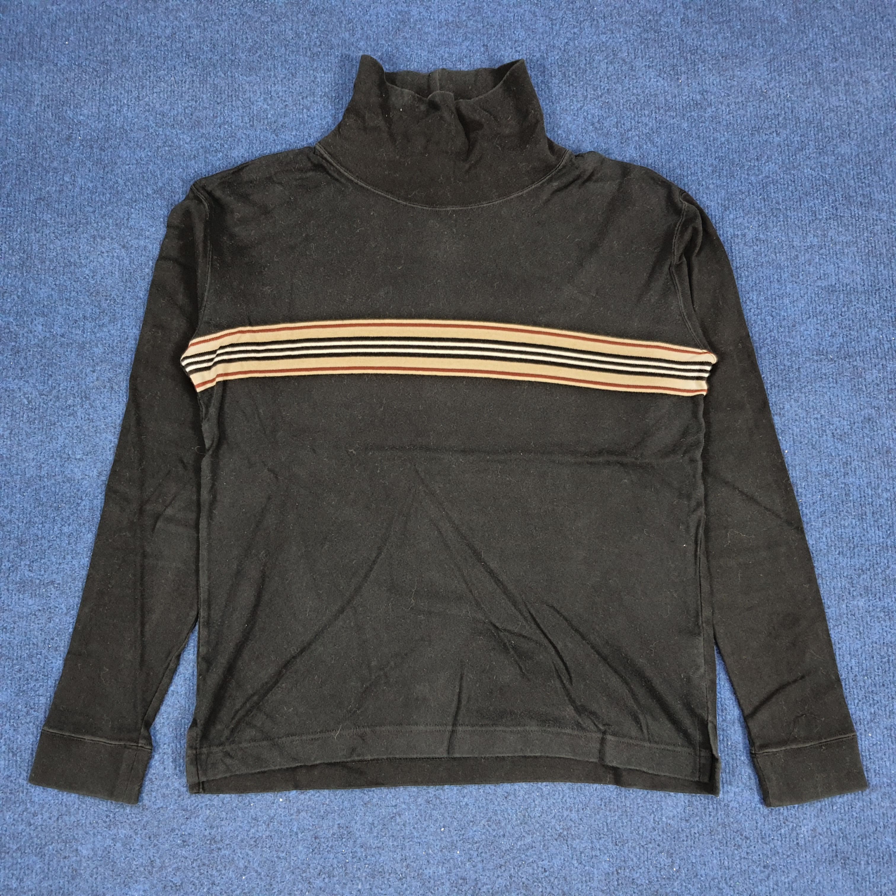 Burberry × Vintage Vintage Burberry Black Label Turtle Neck Stripe Tshirt Size M / US 6-8 / IT 42-44 - 1 Thumbnail