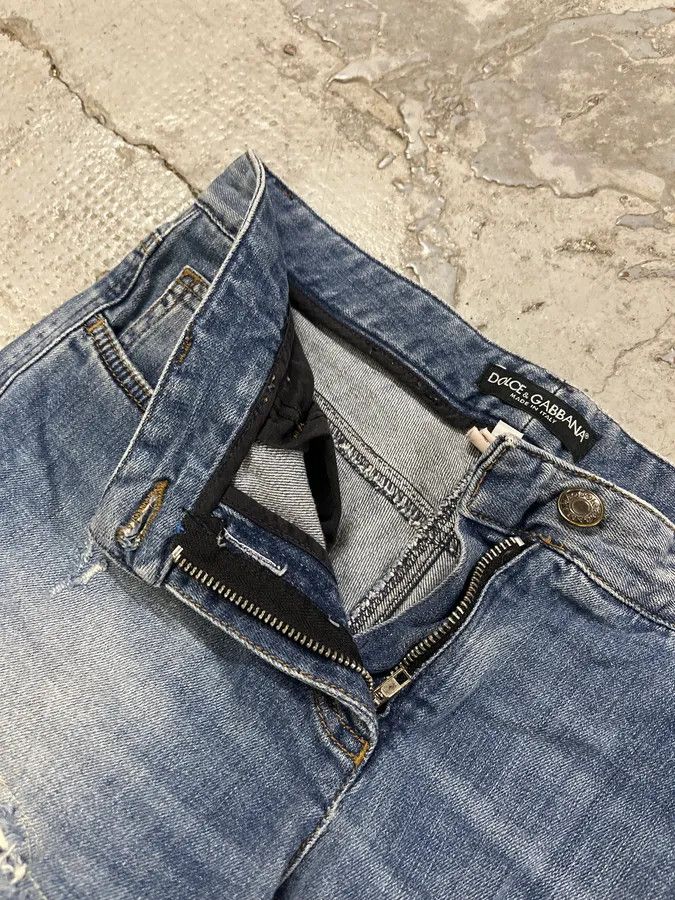 Designer × Dolce & Gabbana × Vintage 2000s Dolce & Gabbana Blue Distressed Denim Jeans Size 26" / US 2 / IT 38 - 6 Thumbnail