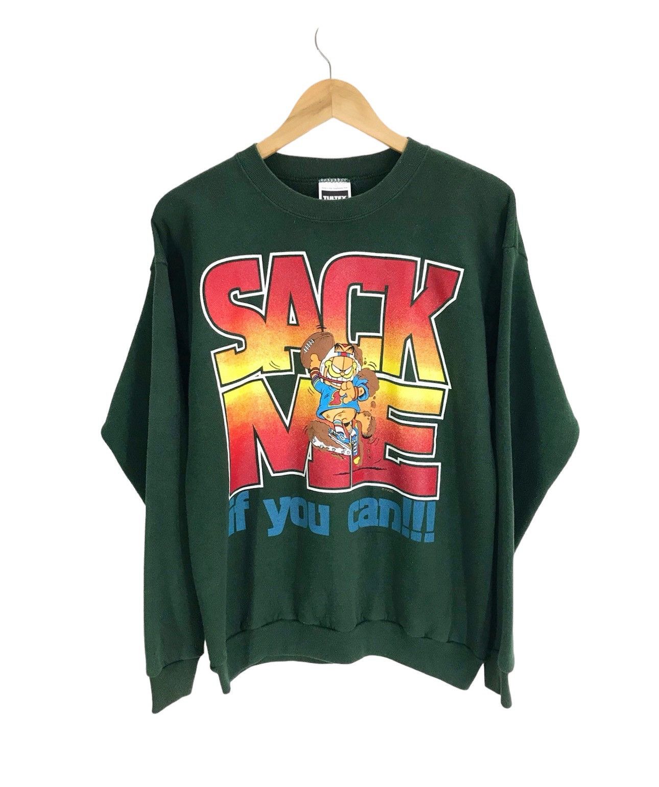 image of Garfield Pullover Sweatshirt in Green, Men's (Size Medium)