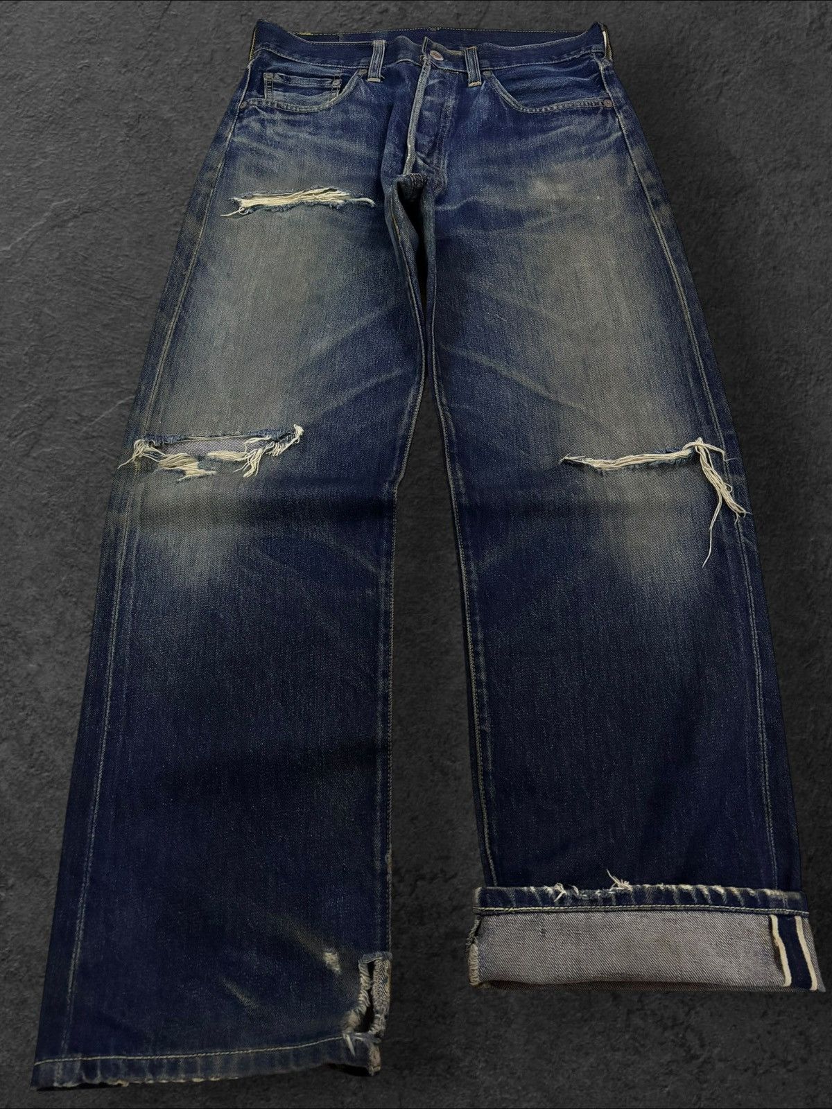 Levi's Vtg 80s US Levis Big E 501 #555 Grunge Selvedge Jeans Size US 30 / EU 46 - 1 Thumbnail