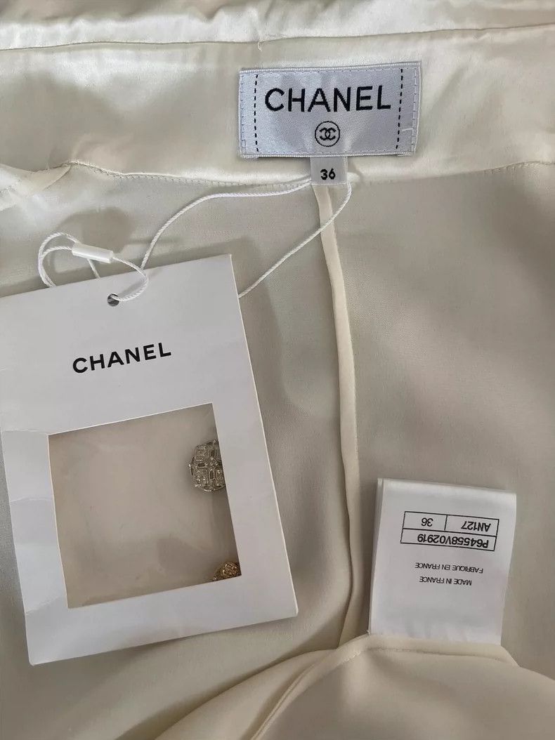 Chanel Chanel Silk white gold shirt Size XS / US 0-2 / IT 36-38 - 3 Thumbnail