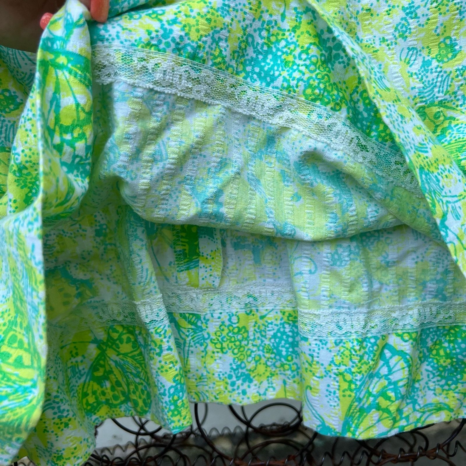 Lilly Pulitzer 60s Lilly Pulitzer Blue Green Daisy Butterfly Strap Sundress Size M / US 6-8 / IT 42-44 - 6 Thumbnail