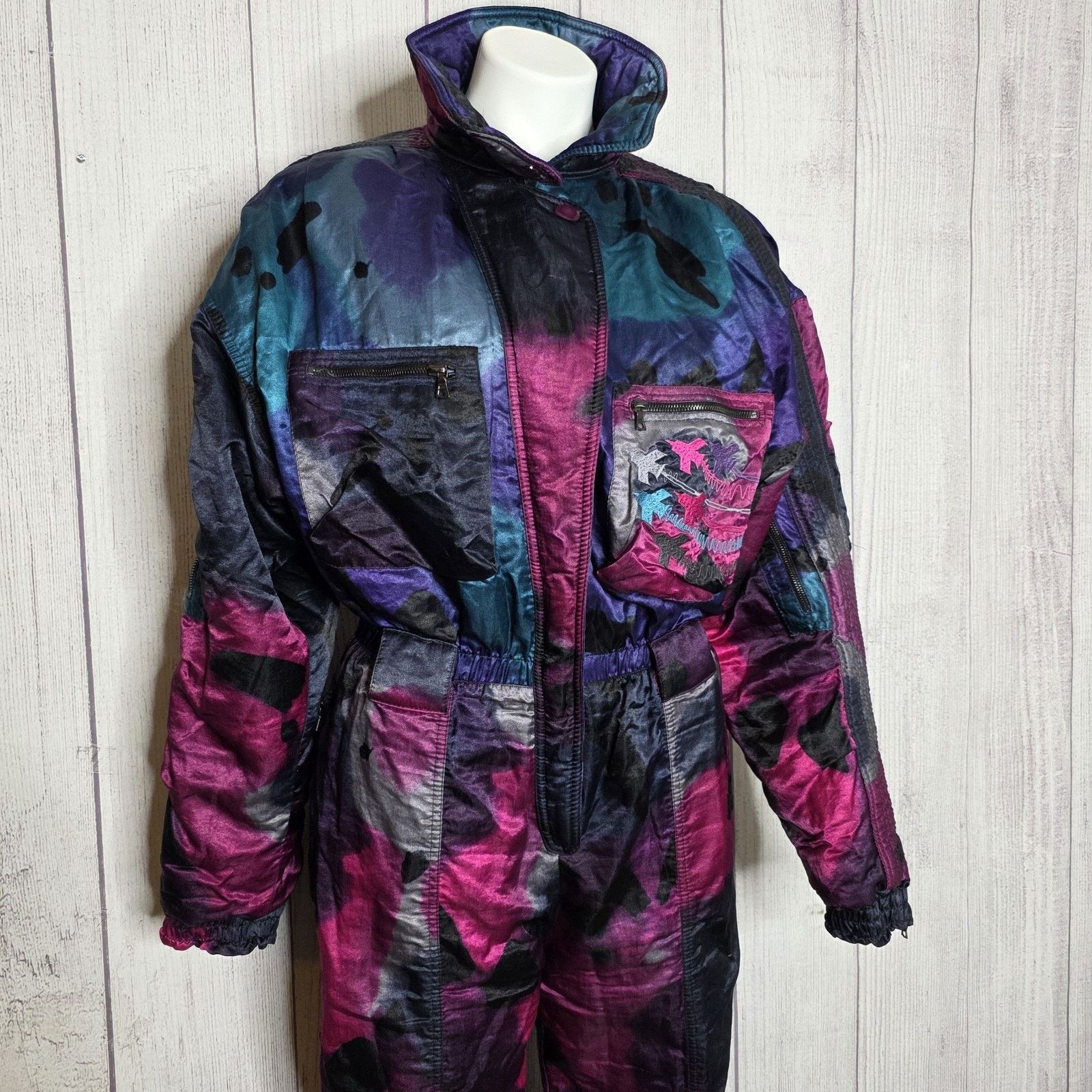 Vintage Vintage 80s 90s Neon Splatter Abstract Snowsuit One Piece Size 29" - 3 Thumbnail