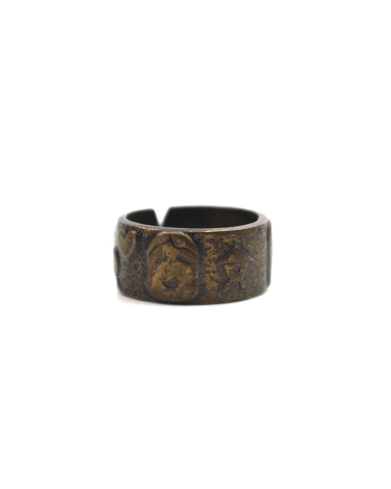 Hysteric Glamour 2000S JAPANESE MADE BRONZE FACES & HEARTS CUFF RING Size ONE SIZE - 1 Thumbnail