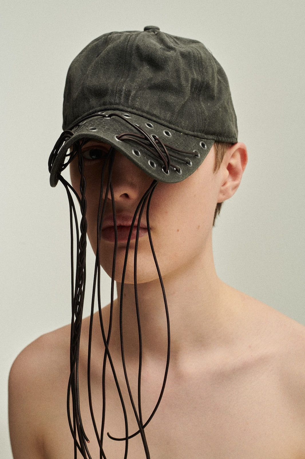 P.L.N. PLN wax leather frills cap Size ONE SIZE - 3 Thumbnail