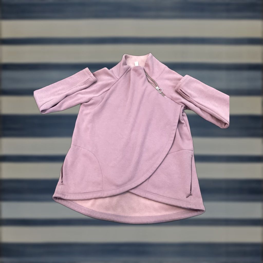 Athleta Athleta Sweatshirt Women ASYM Pullover Mock Neck S Dogwood Mauve Purple Ruffle Cozy Karma ASYM Pullover Size S / US 4 / IT 40 - 1 Thumbnail