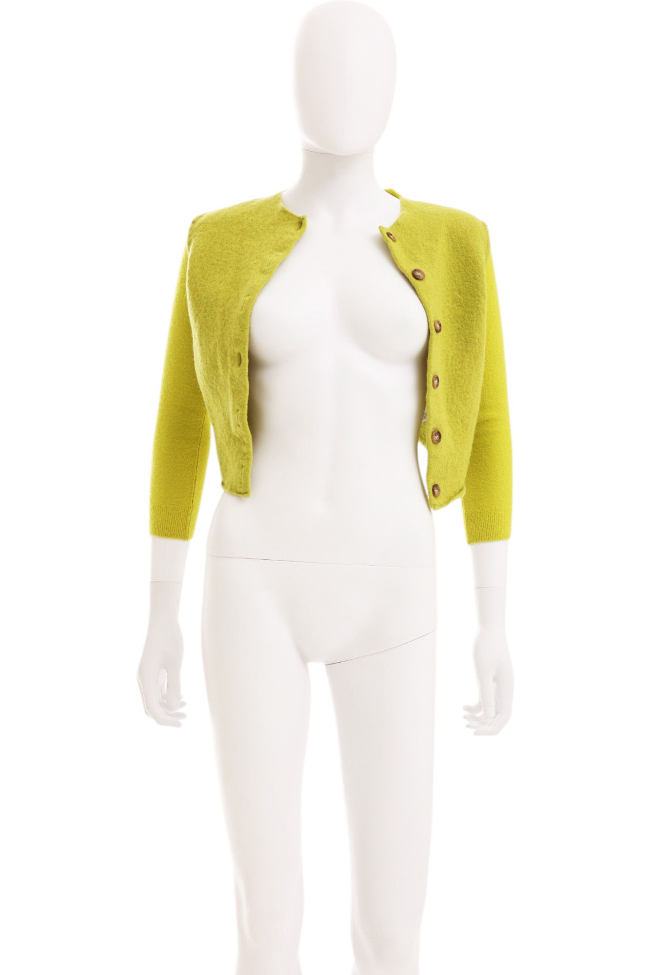 Maison Margiela by John Galliano F/W 2015 Cropped Yellow Button Up Cardigan Size S / US 4 / IT 40 - 1 Thumbnail