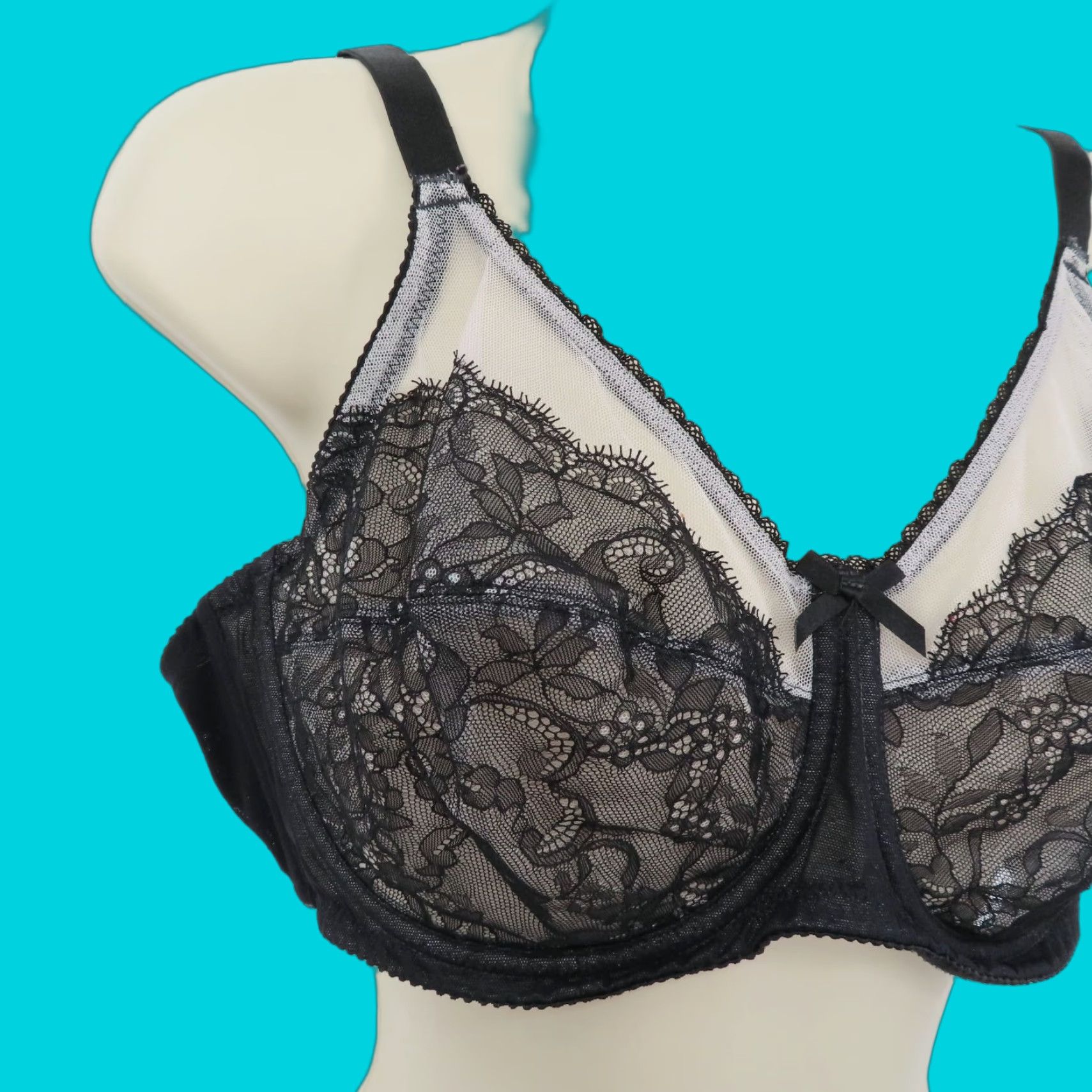 Vintage Wacoal Bra 40D Black Floral Lace Underwire Unlined T-Shirt Women Cup D Band 40 Hooks & Eye 855186 Size ONE SIZE - 1 Thumbnail