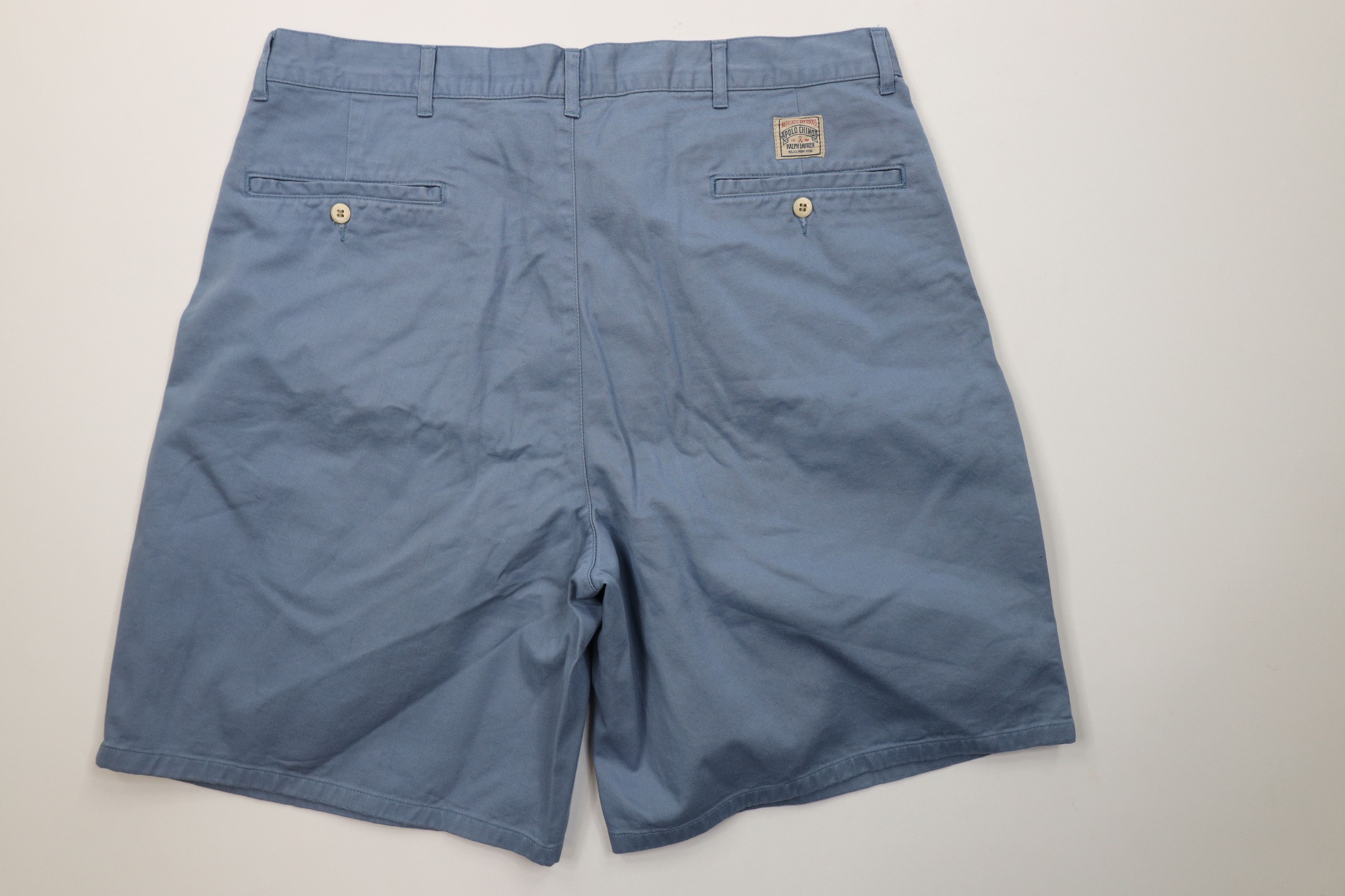 Ralph Lauren Vintage 90s Ralph Lauren Golf Chino Shorts Blue Cotton Size US 36 / EU 52 - 8 Thumbnail
