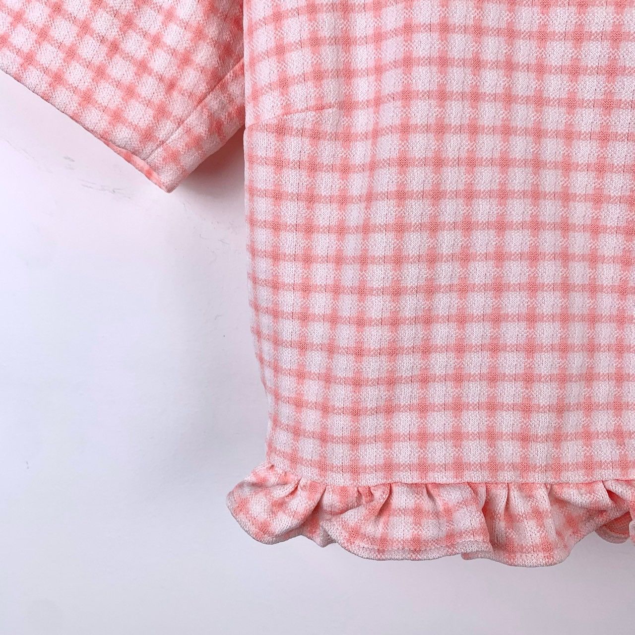 Miu Miu Miu Miu Pink Checkered Round Neck Short-Sleeve T-Shirt Size S / US 4 / IT 40 - 4 Thumbnail