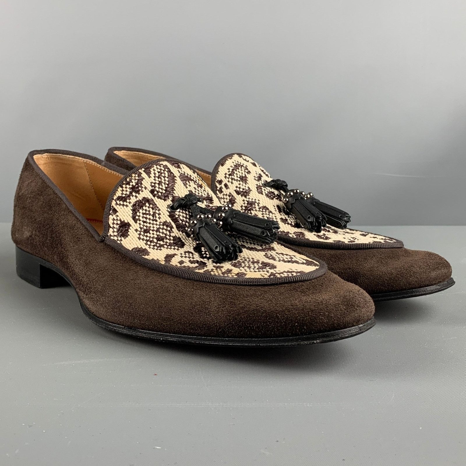 Christian Louboutin CHRISTIAN LOUBOUTIN Brown Beige Mixed Materials Woven Size US 9 / EU 42 - 1 Thumbnail