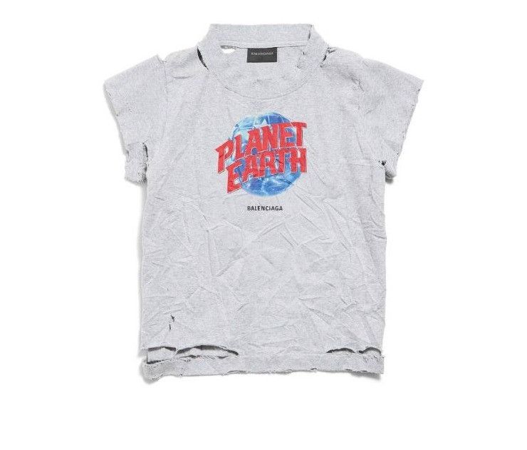 Balenciaga o1tr1nto0426 Planet Earth Shrunk T-Shirt in Heather Grey Size XL / US 12-14 / IT 48-50 - 1 Preview