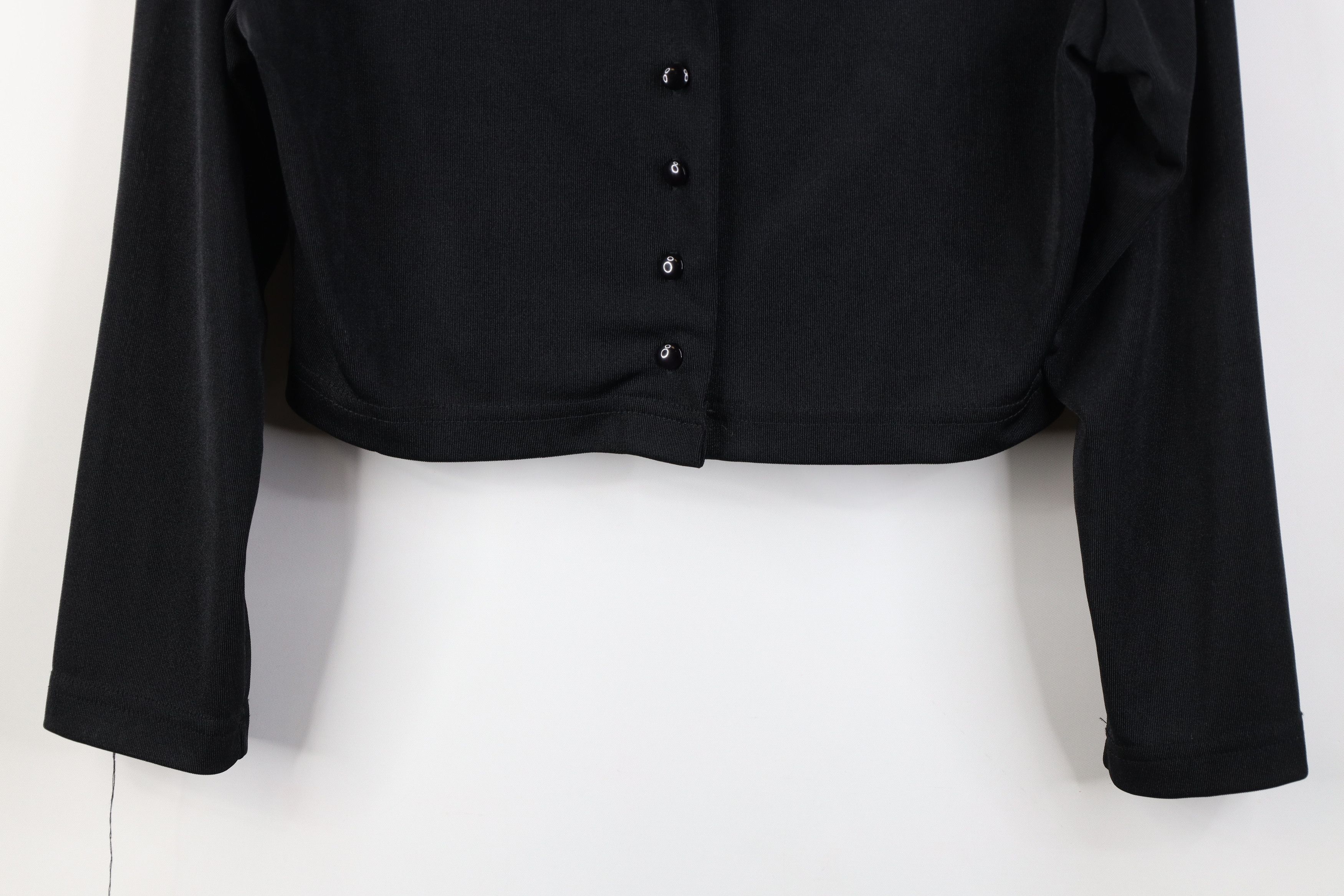 Vintage Vintage 90s Y2K Babydoll Silky Knit Cardigan Sweater Black Size L / US 10 / IT 46 - 3 Thumbnail