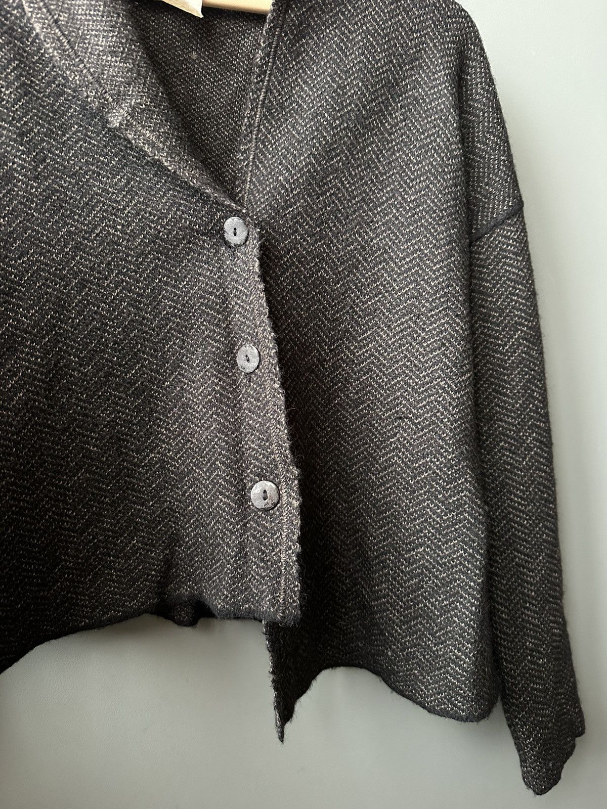Sarah Pacini Sarah Pacini Herringbone Knit Alpaca Asymmetrical Cardigan Size ONE SIZE - 4 Thumbnail