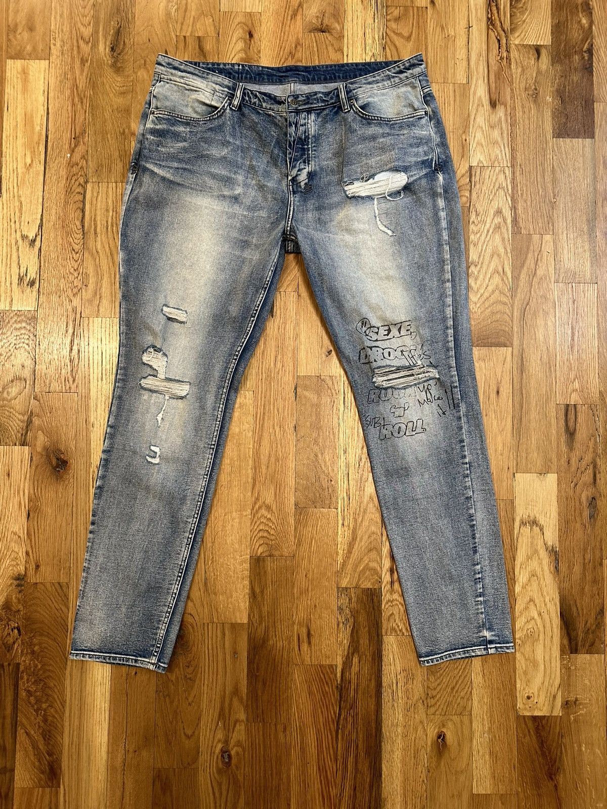 image of Ksubi Sex Drugs Blue Denim Jeans Size 40, Men's