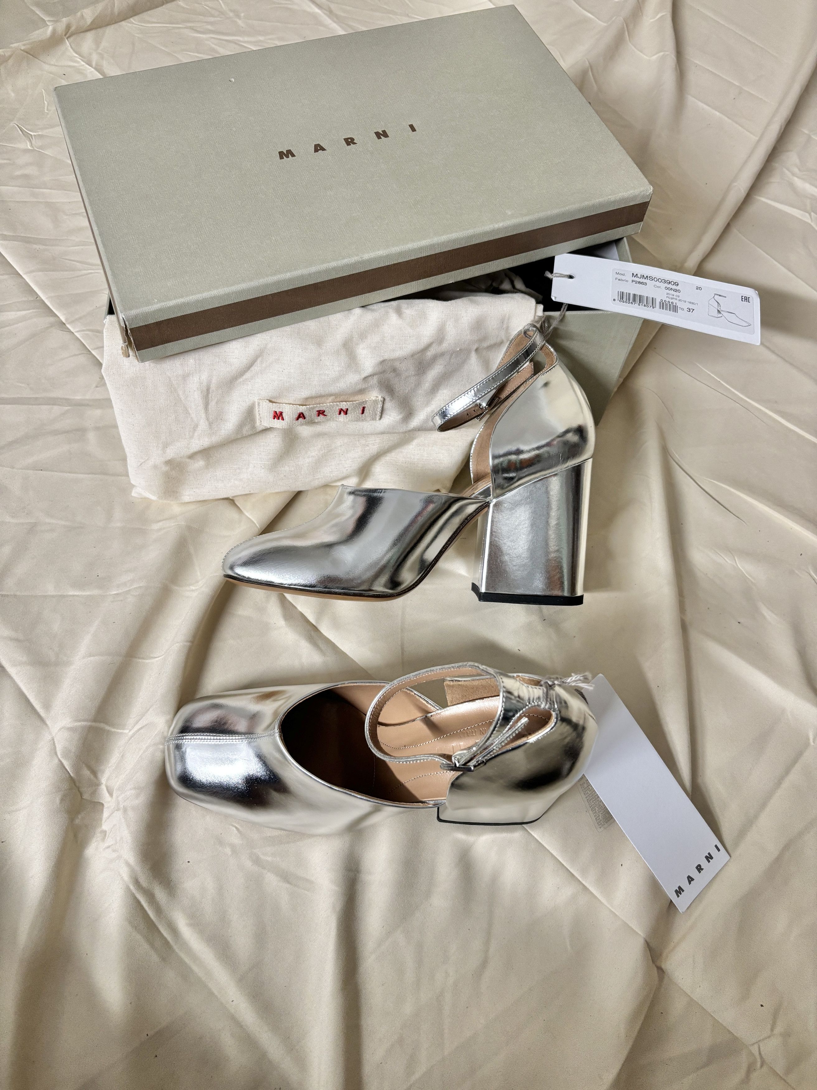 Marni Marni Silver Chrome Mary Janes Size US 7 / IT 37 - 2 Thumbnail