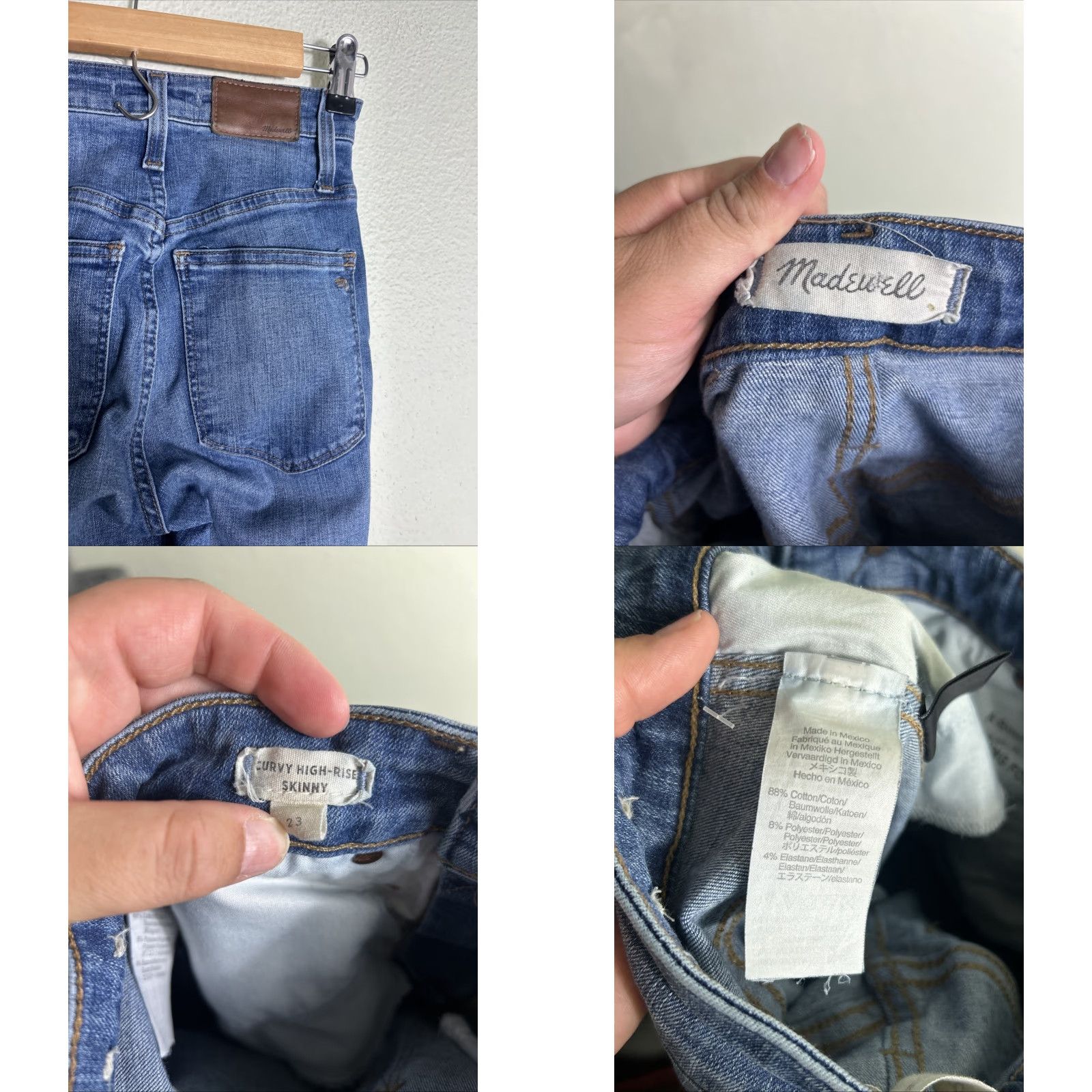 Madewell Madewell Curvy High Rise Skinny Jeans Size 23x28 Medium Wash Raw Hem Women Jeans Size 40" / US 18 - 9 Thumbnail