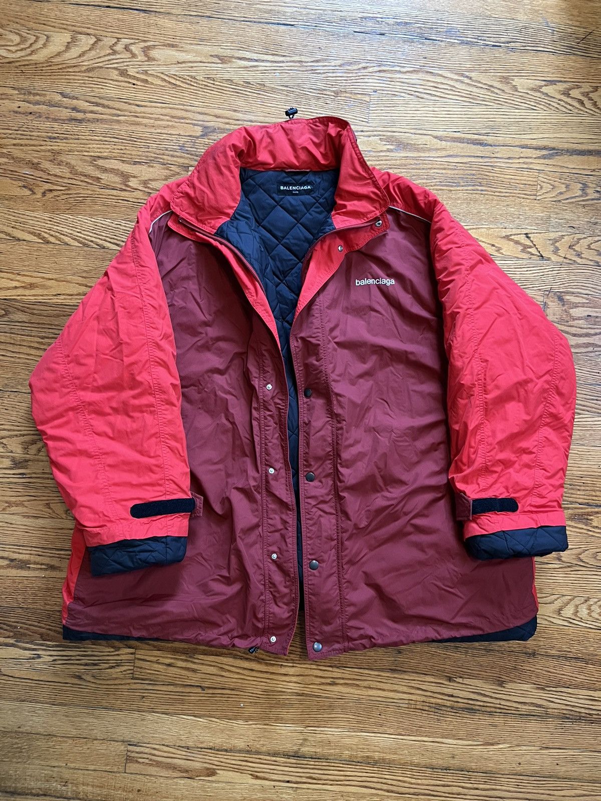 image of Ss18 Balenciaga Red Packable Hood Oversized Parka, Men's (Size Medium)