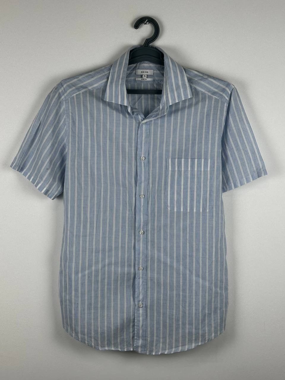 Reiss Reiss Linen Blend Camp Collar Striped Short Sleeve Shirt Size US XL / EU 56 / 4 - 2 Thumbnail