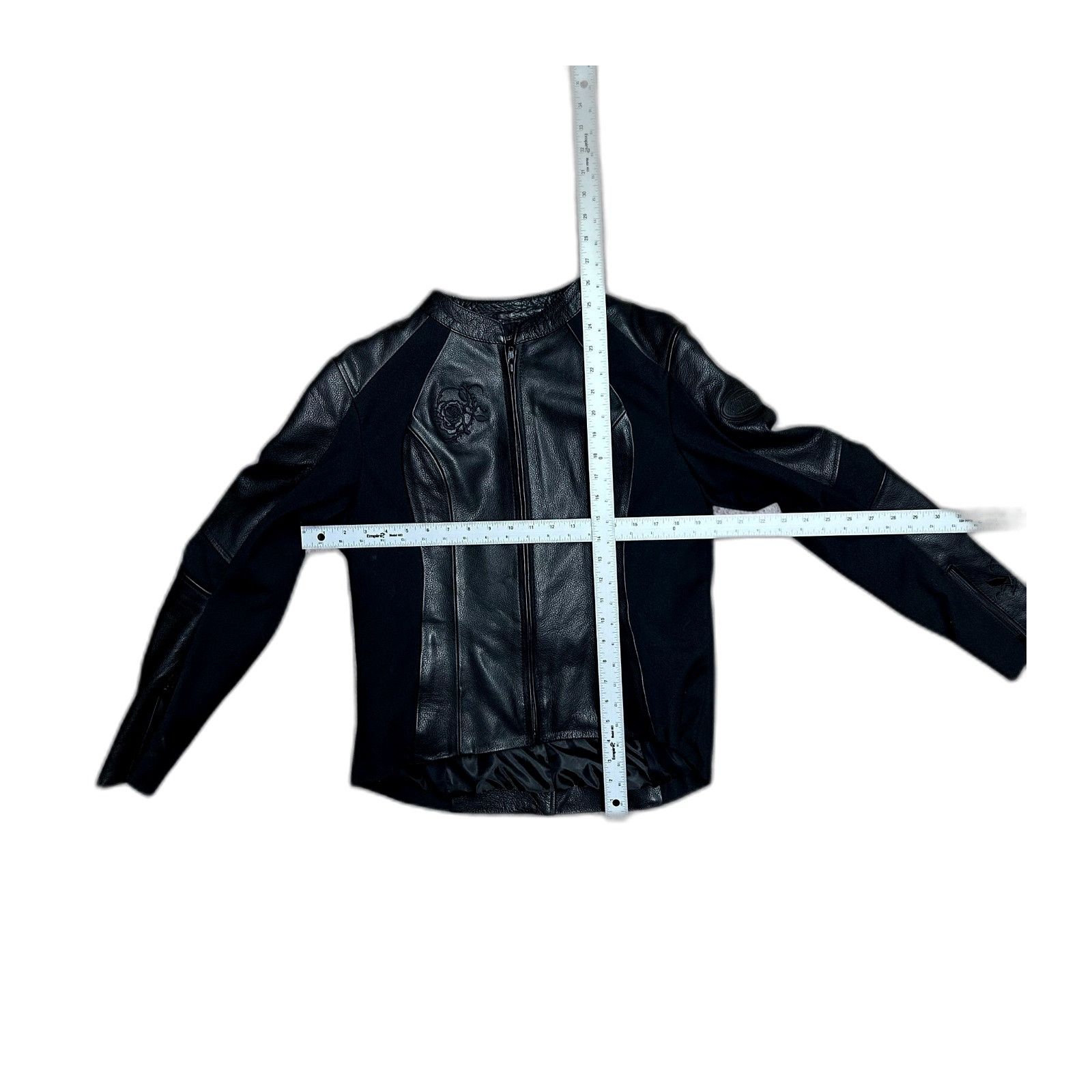 Vintage Bilt Women Black Leather Full Zip Embroidered Padded Rose Mo Size US XXS / EU 40 - 6 Thumbnail