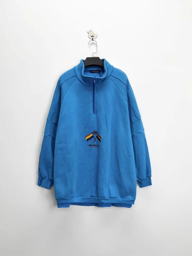 Balenciaga Balenciaga Blue embroidered letter logo colorful flag half Size US S / EU 44-46 / 1 - 1 Thumbnail
